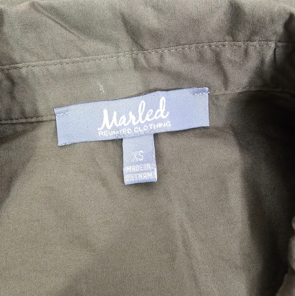 Marled Reunited Clothing Olive Green Belted Sleeveless Cargo Safari Dress XS - Picture 7 of 8